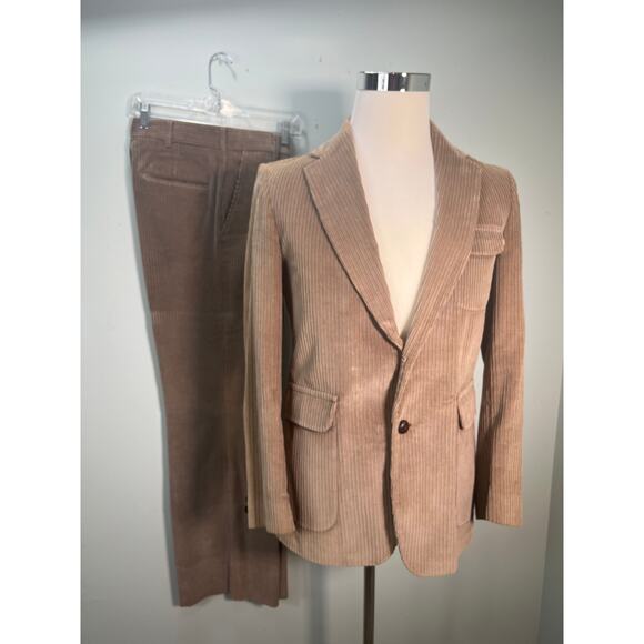 Vintage Corduroy 2 Piece Suit Tan Jacket 41